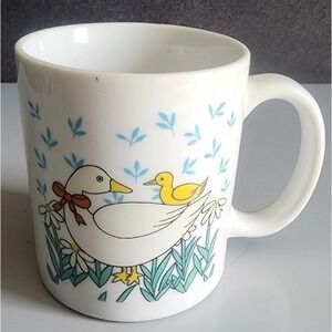 Vintage Coffee Tea Mug Duck And Duckling By Sunny Korea Goose Geese Mug 1980's